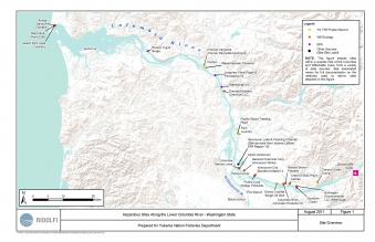 Map of Prioriety Sites in the Lower Columbia River 