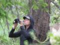 removing White-headed Woodpecker from mist net